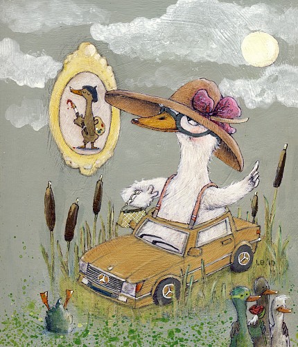 ‘Mercedes J. Eend’; Omslagillustratie voor het ‘Gouden Boekje’ Mercedes J. Eend van Han van Wel │ Uitgave in eigen beheer, december 2010 │ Oplage: één exclusief cadeau-exemplaar │  Realisatie: People-in-Motion