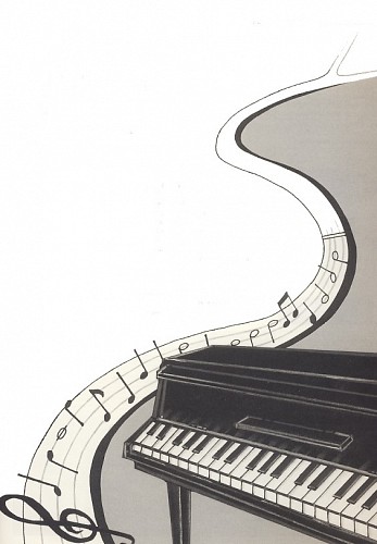‘Piano’; Paginagrote binnenwerkillustratie in Leesboek C voor de methode ‘Tussen de regels’, jaargroep 6 | Uitgeverij Zwijsen, 2004