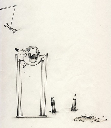 ‘Hond in nood’; Binnenwerkillustratie in Antwoordenboek B voor de methode ‘Zin in spelling’, jaargroep 5 | Uitgeverij Zwijsen, 2006