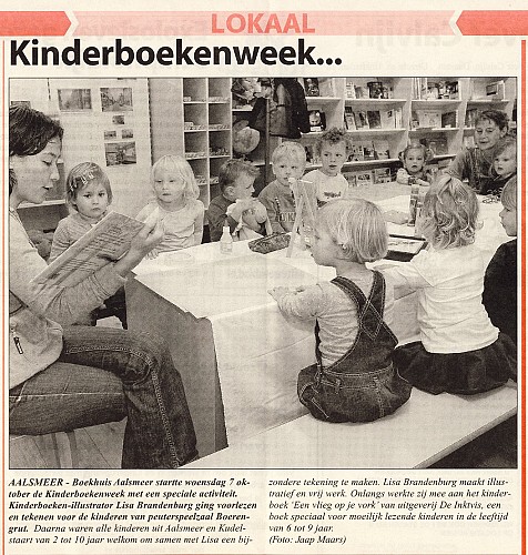 ‘Kinderboekenweek in Boekhuis’; Voorlezen en knutselactiviteit voor kinderen in Boekhuis Aalsmeer t.g.v. Kinderboekenweek 2009|Artikel verschenen in Aalsmeer Witte Weekblad, 15 oktober 2009