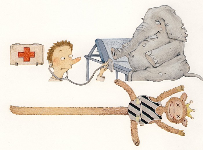 ‘Olifant’; Binnenwerkillustratie in Taalboek D2 voor de methode ‘Taal in beeld’, jaargroep 7 | Uitgeverij Zwijsen, 2007