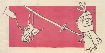 ‘Overgave’; Doorlopende illustratie over voor- en achterkant van ´Profiel&’, Krant van de Hogeschool Rotterdam | jaargang 11 No. 2, 1999