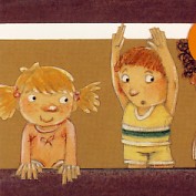 ‘Kleutergym’; Binnenwerkillustratie in Taalboek D1 voor de methode ‘Taal in beeld’, jaargroep 7 | Uitgeverij Zwijsen, 2007